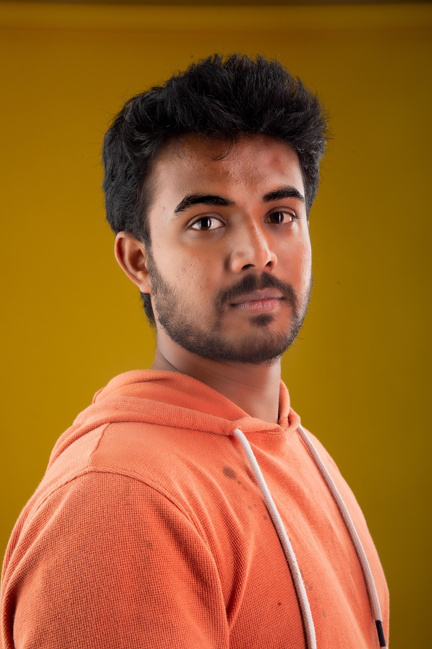 indian man, portrait, hoodie